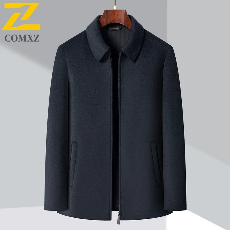 

Men Wool Jacket 2025 Winter New Fashion Classic Turndown Collar Business Casual Overcoat Short Premium Anti Pilling​ TrenchCoat