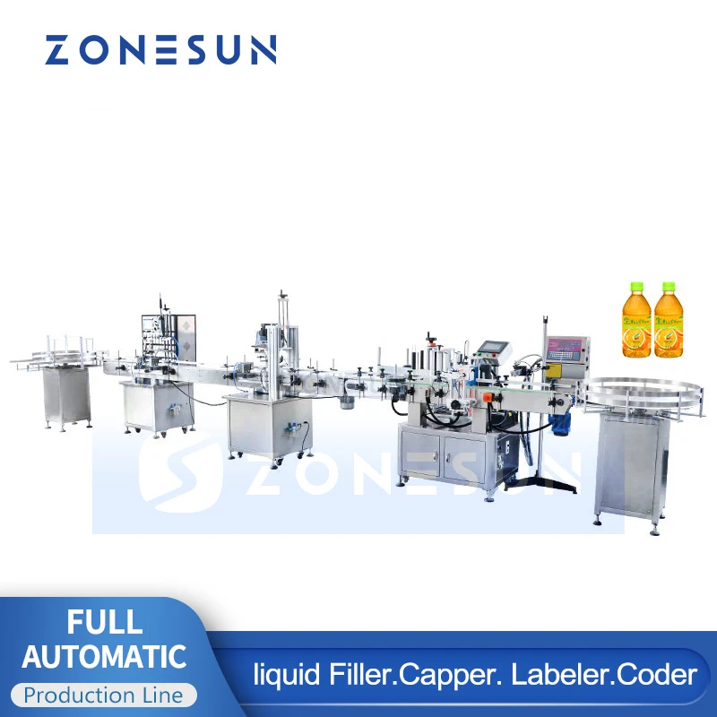 ZONESUN ZS-FAL180P10 Small Bottle Filling Capping Labeling Machine with Intelligent Inkjet Printer