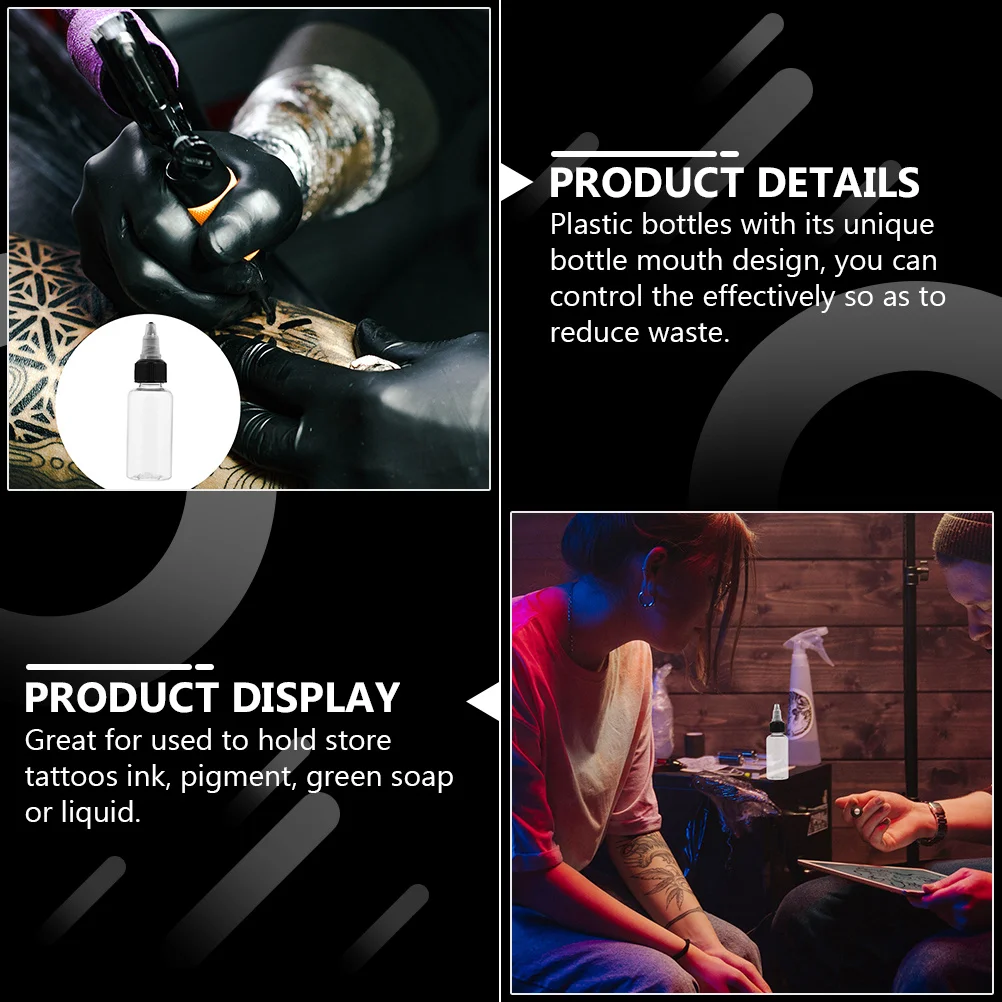 

50Pcs 30Ml Plastic Bottles for Tattoos Ink Pigment Storage Empty Transparent Squeeze Containers Leakproof Pointed Mouth