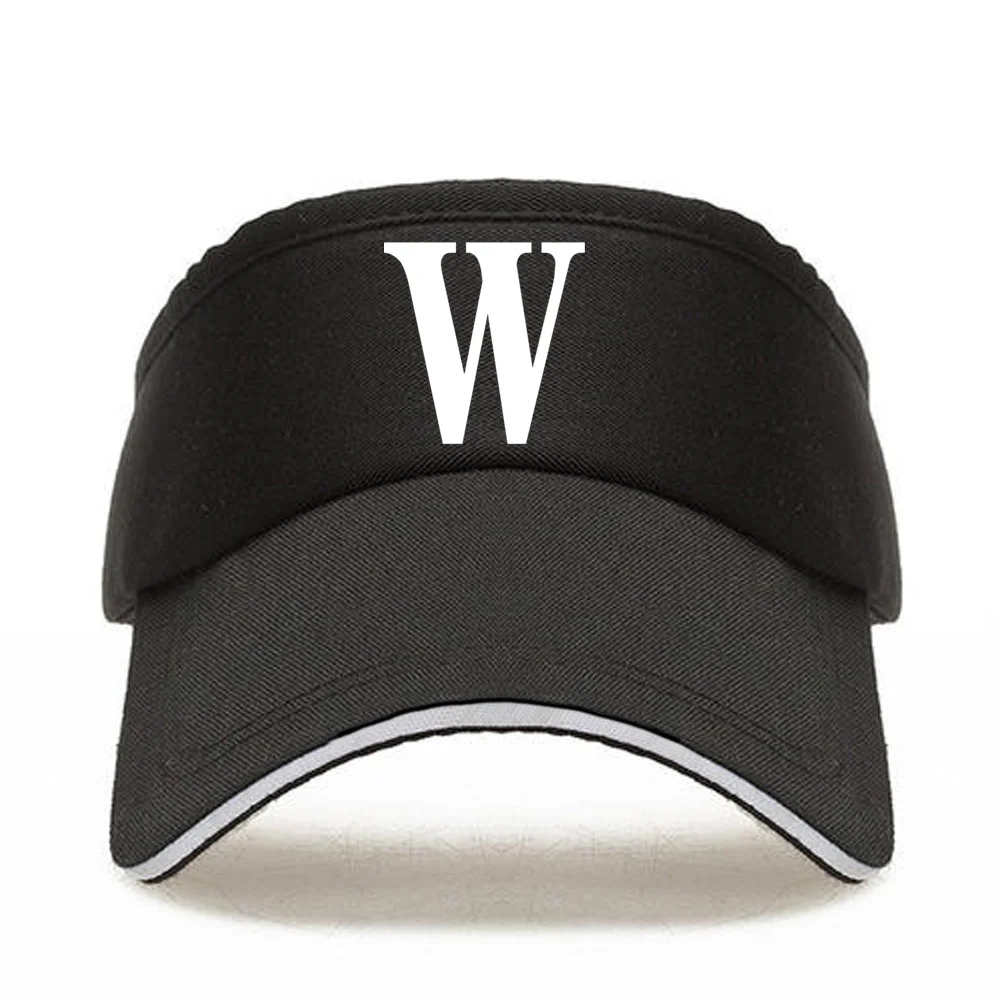 Women\'s Summer Breathable Visors Hat Adjustable Empty Top Cap Men Sports Tennis Golf Running Sunscreen Hats White Letter Series