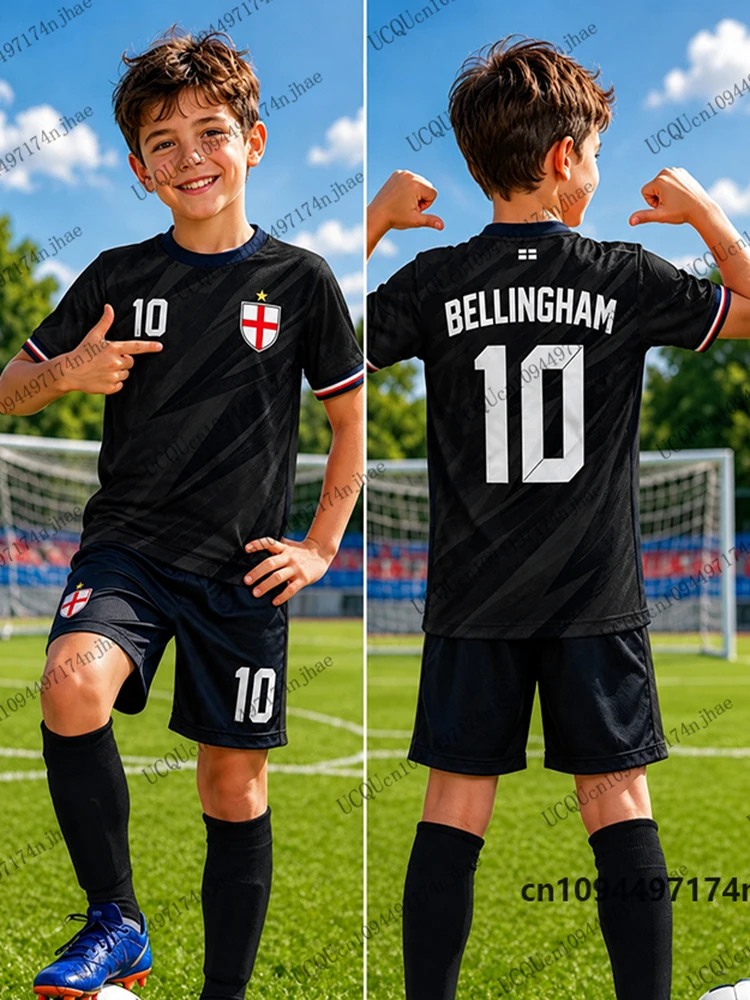 Kinder-Trainingsanzug Bellingham # 10 bedruckte T-Shirts + Shorts-Set, Sport-Fußballtrikot, England-Fans-Anzug, lässige Kleidung für Kinder/Erwachsene – Detail 6