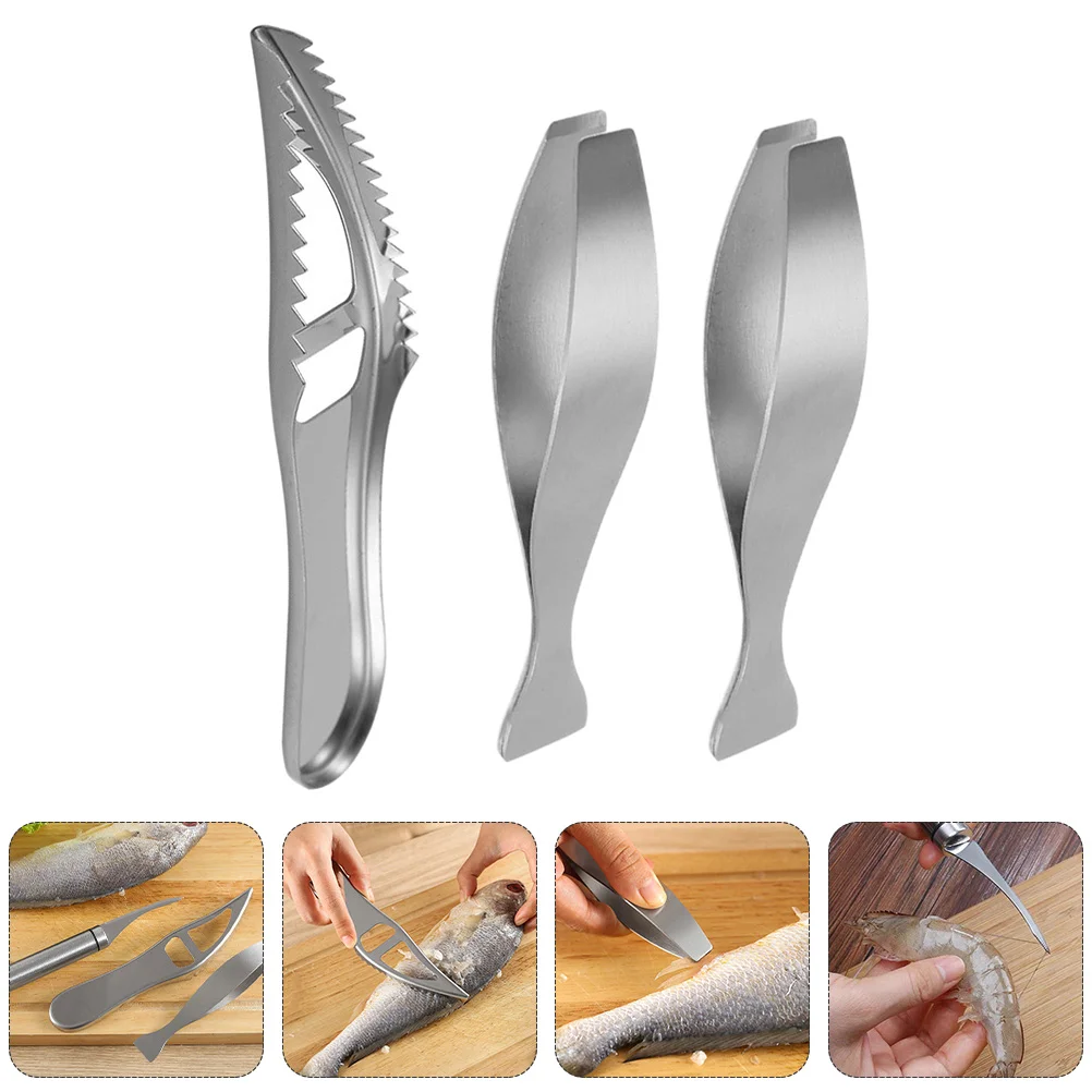 

Stainless Steel Fish Scale Planer Compact Seafood Scraper Fishbone Rust-resistant Tweezer Remover for Scrapers