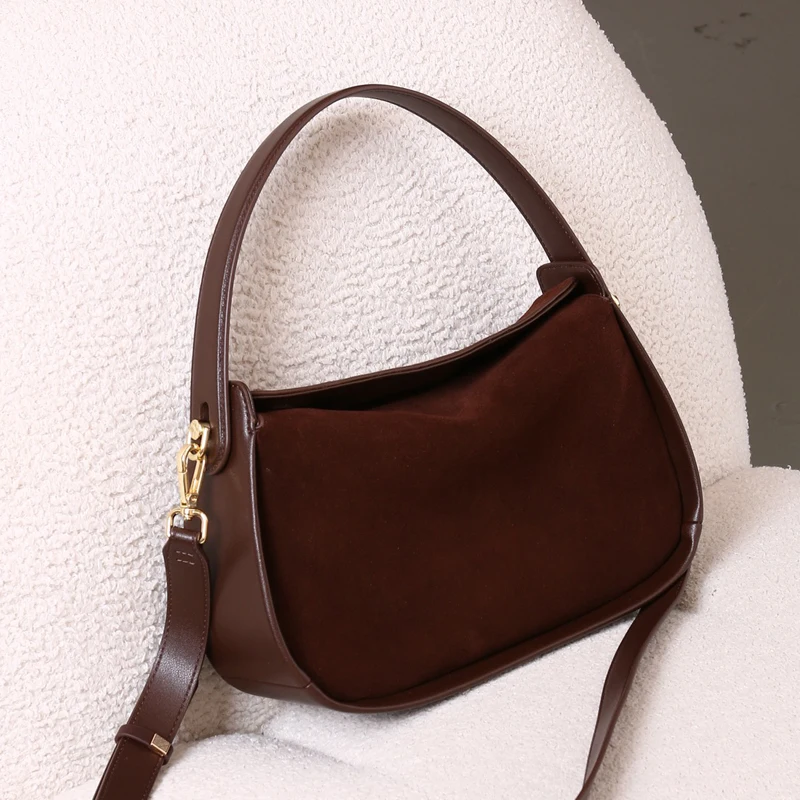 Borse a tracolla a spalla da donna Fahsion in pelle scamosciata di vacchetta Borsa da donna di lusso in pelle di design di alta qualità Borsa da donna con croce Hobos