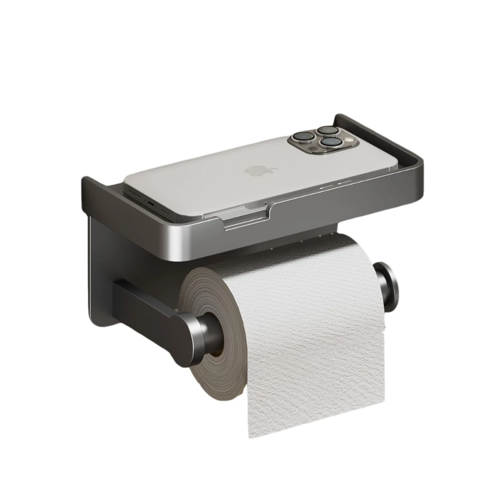Soportes de papel higiénico portátiles de aluminio, estante de almacenamiento para teléfono, botellas de colocación de toallas de cocina, portarrollos de pared, productos de baño