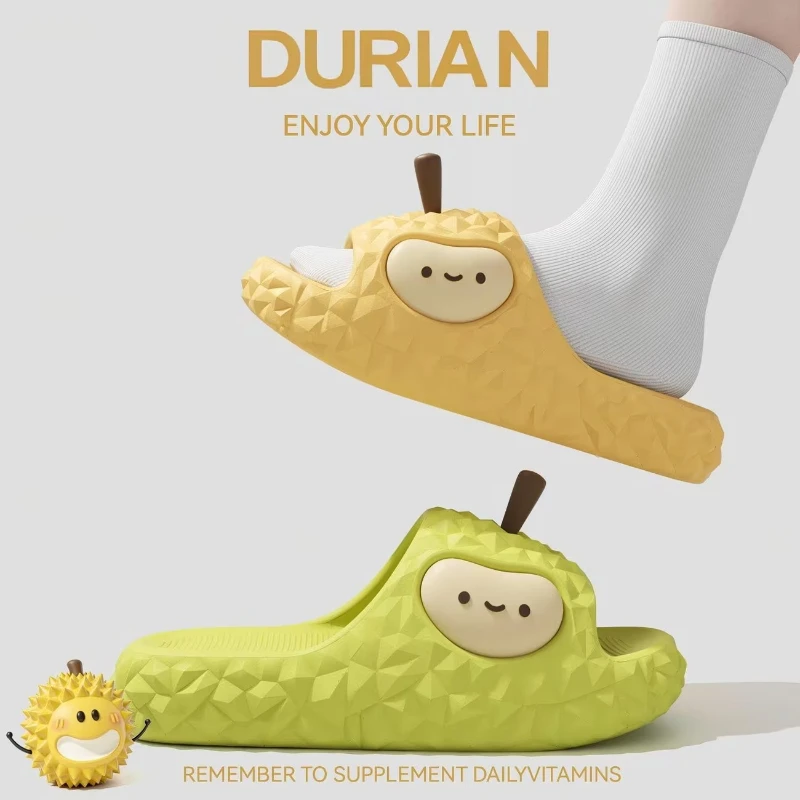 Pantuflas con Forma de Durian para Mujer y Hombre, Sandalias de Verano con Suela Gruesa de EVA Antideslizante para Baño, Ducha, Interiores y Exteriores, Lindas Sandalias con Diseño de Fruta