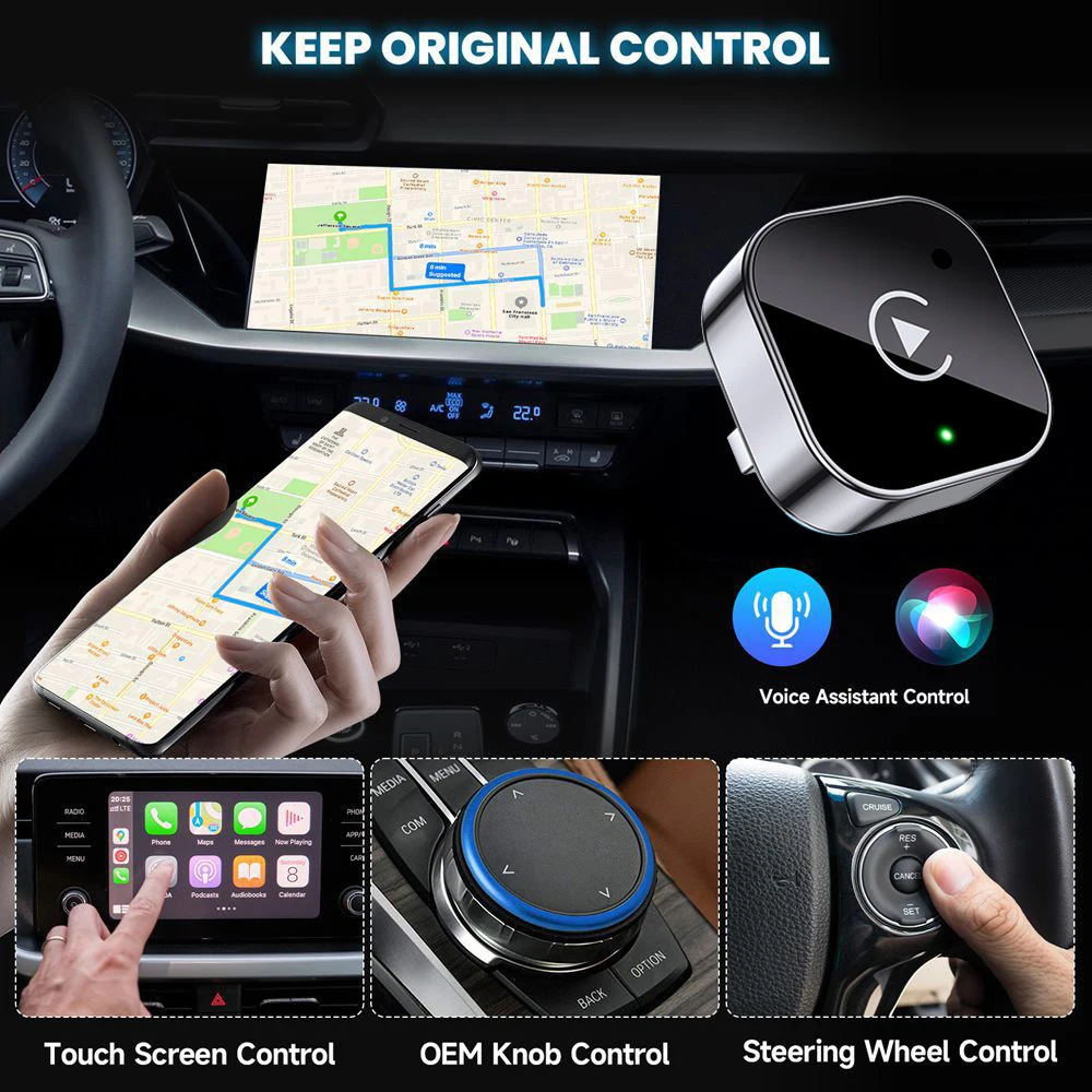 2-in-1 Wireless CarPlay & Android Auto Adapter,Plug & PlayUSB/USB-C Dongle,Fast Auto-Connect NoDelay,Compact for iPhone &Android view 3