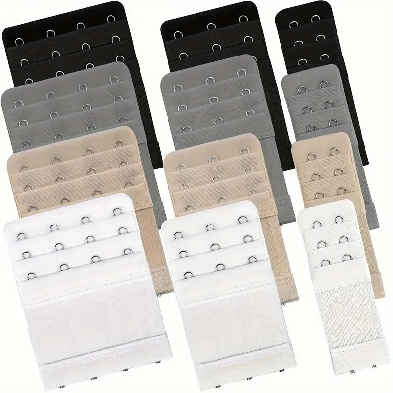 

4PCS Bra Extenders 2 Hook / 3 Hook / 4 Hook Bra Strap Extender Elastic Bra Extension Strap for Women Plus Size Soft &Comfortable
