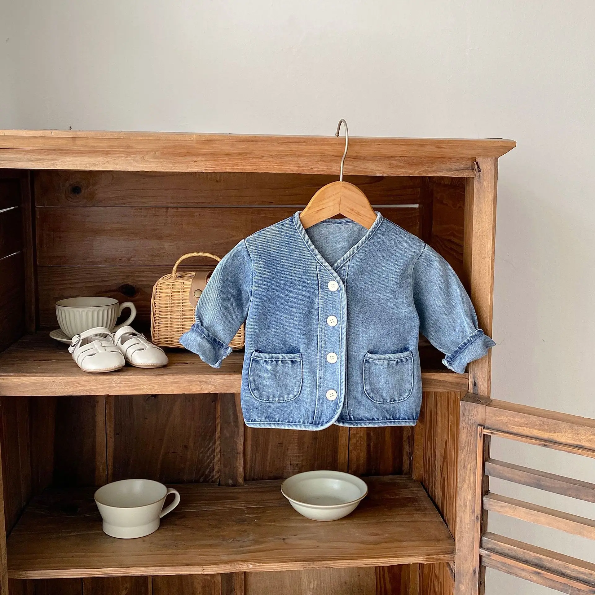 2024 Autumn New Infant Girl Long Sleeve Denim Cardigan Solid Boys Casual Coat Toddler Baby Pocket Jacket Fashion Baby Clothes image 5