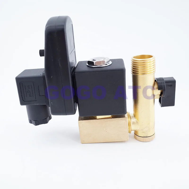 صمام لولبي High Quality 1/2 Electric Drain Timer 12V 24V 220V 16bar Solenoid Valve Water Controller Brass 2 Way Compressor Automatic Valve الهواء المضغوط — تفصيل 1