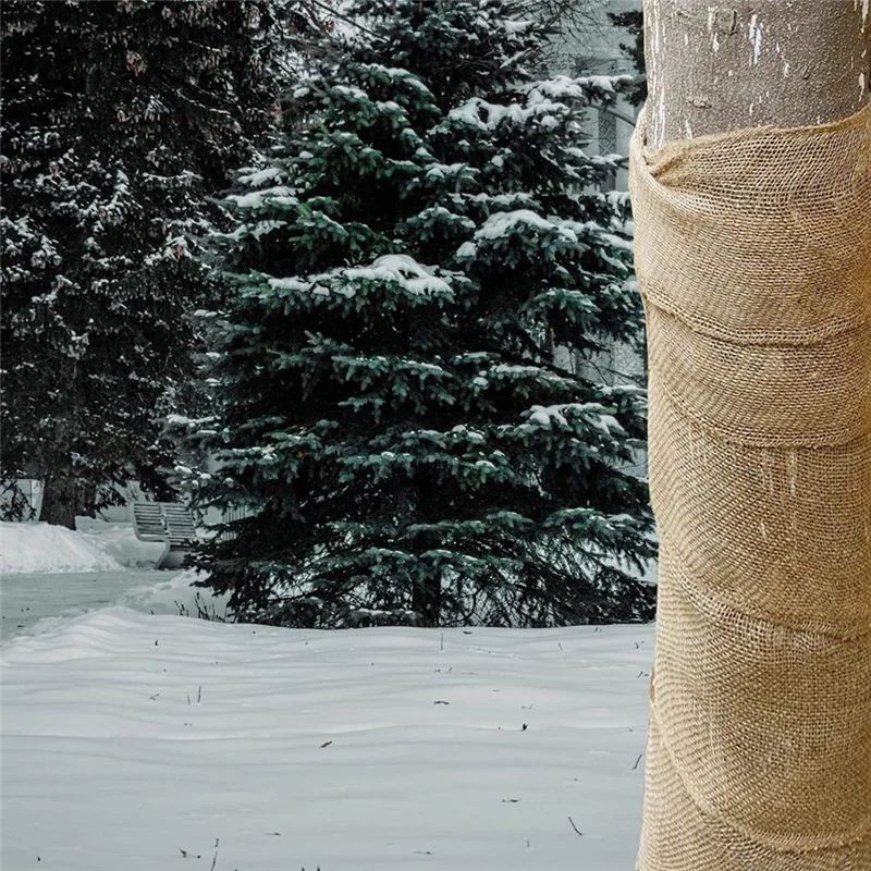 

HRBAJ-6Rolls Natural Burlap Tree Wrap Burlap Fabric Tree Trunk Protector For Gardening Winter Keep Plant Warm 20*450Cm