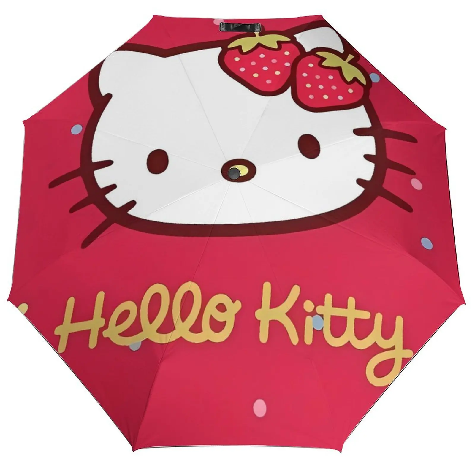 

Складной зонт Hello Kitty Kawaii, водонепроницаемый зонт с героями мультфильмов для женщин и мужчин, тройной автоматический солнцезащитный козырек, красочные зонты для рыбалки