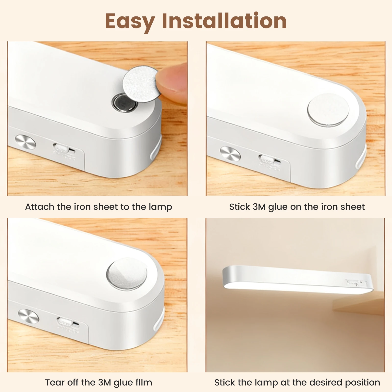 5 فولت USB المغناطيسي إضاءة الخزانة 3 ألوان العناية بالعين الجدول ضوء المصباح بار ستبليس يعتم لمبة مكتب خزانة خزانة ليلة مصباح #6