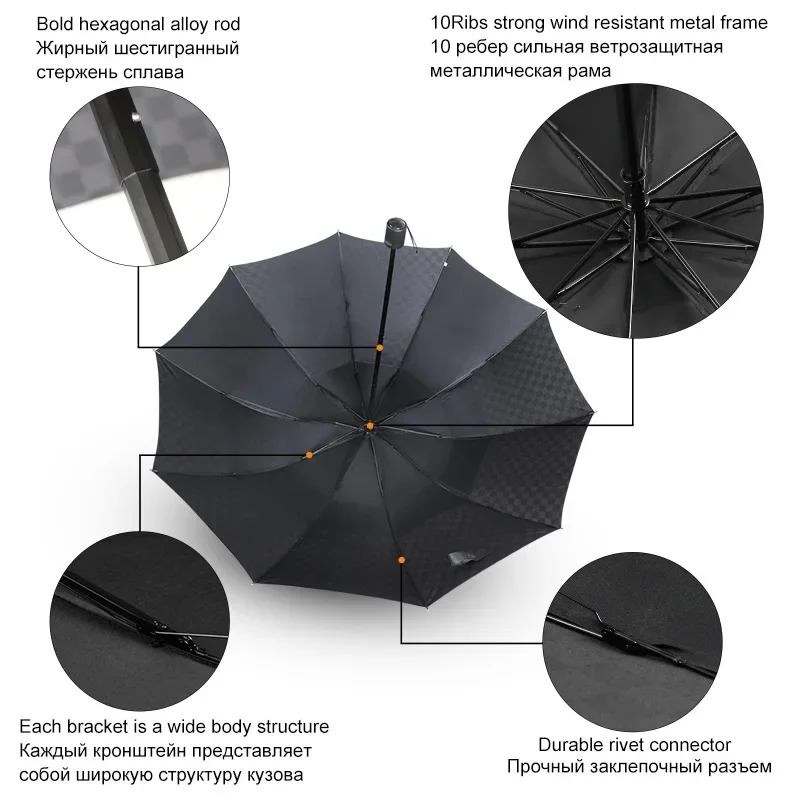 Big Umbrella Double Layer Dark  Rain Grid Women Men 3Folding 10K Windproof Business Umbrellas Parasol Family Travel Paraguas