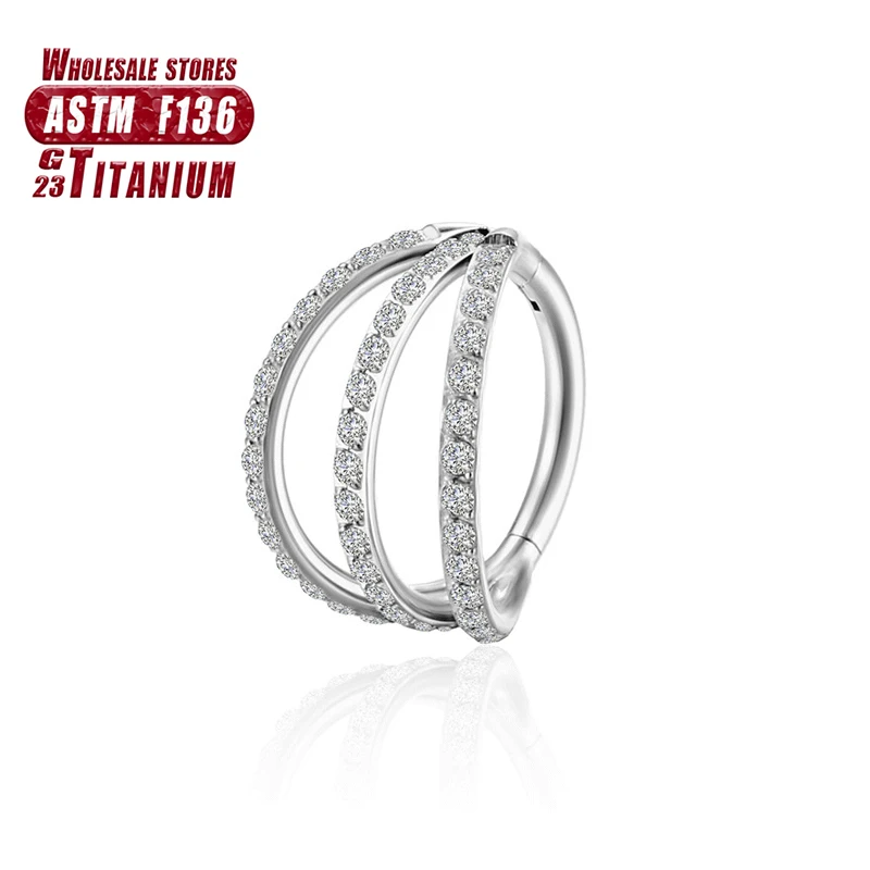 Women's Titanium ZC Nose Rings & Hinged Segment Earrings, Versatile