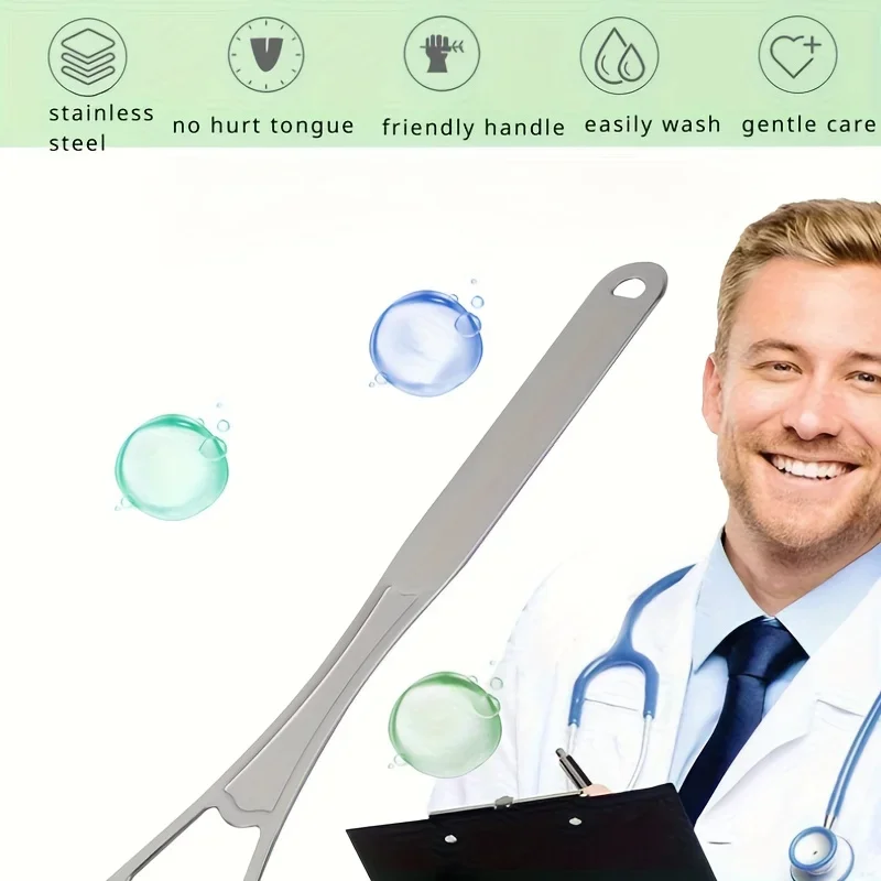 Cepillo limpiador de lengua de doble capa con cerdas de limpieza profunda de acero inoxidable y puntas de aliento fresco raspado de lengua