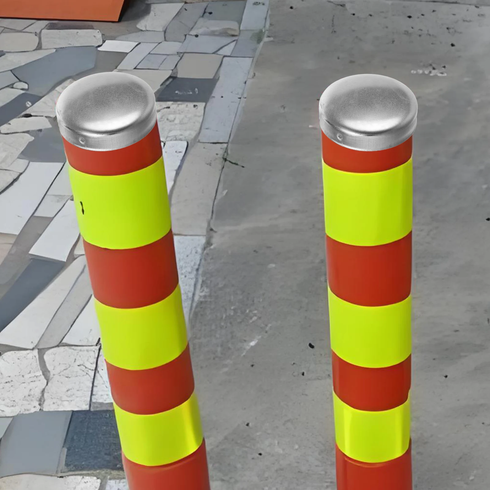 

2Pcs Warning Column Covers Round Fence Post Caps 76mm Metal Rebar Guardrail Parts Safety Accessories Fits Various Posts