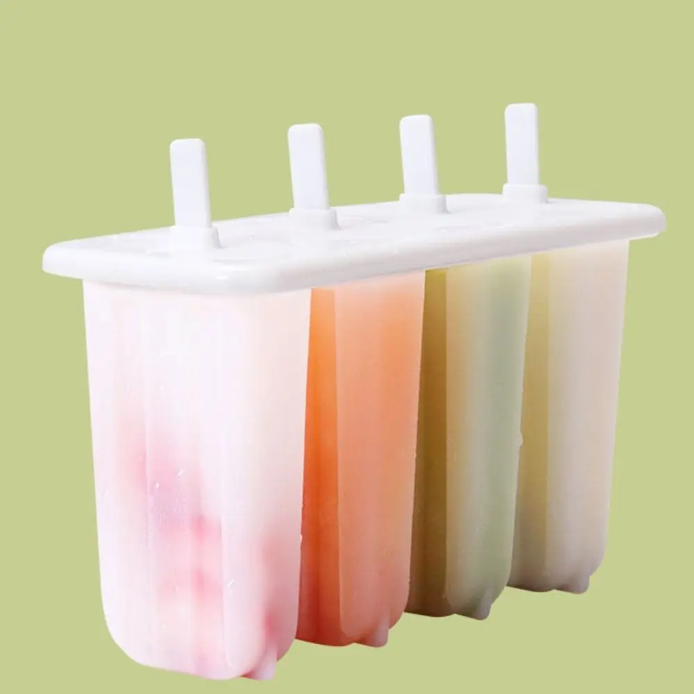 Ice Cream Molds 4 Popsicle Molds Set Popsicle Ice Tray Ice Cream Reusable with Stick Cover Ice Mold Kitchen Accessories