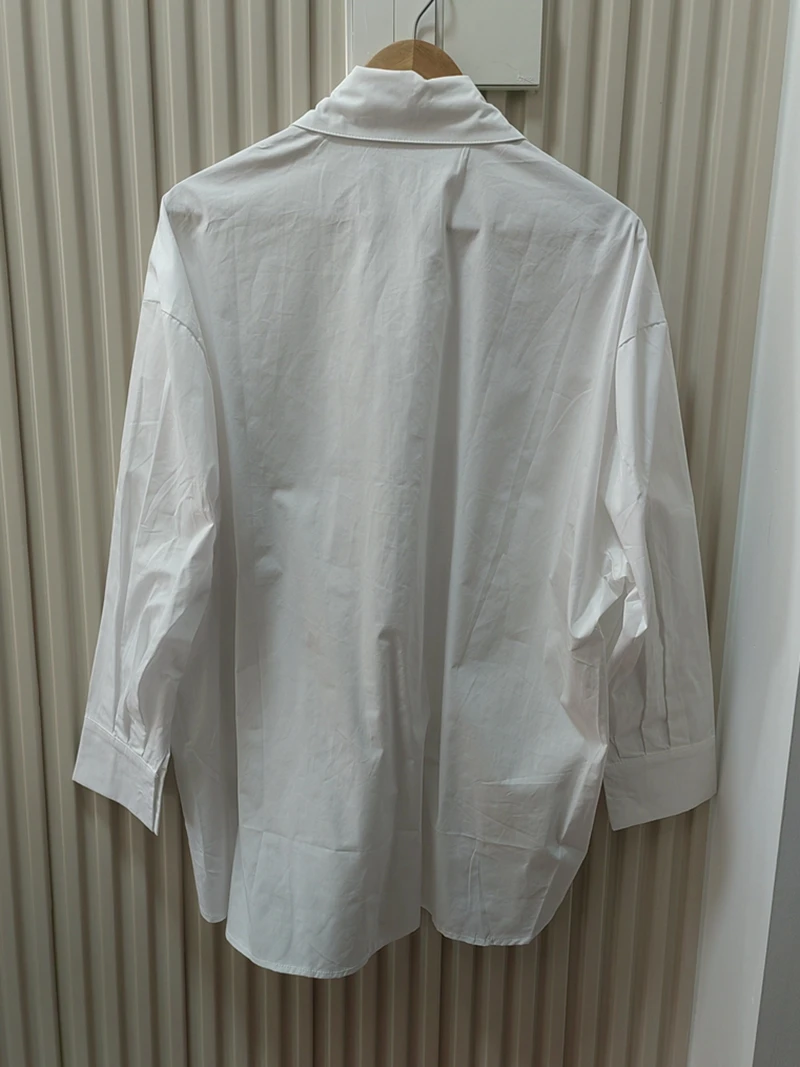 Real Photos Luxury Brand New Beaded Medium-length Loose Tops Heavy Diamond All-match Casual Fashion Shirts and Blouses