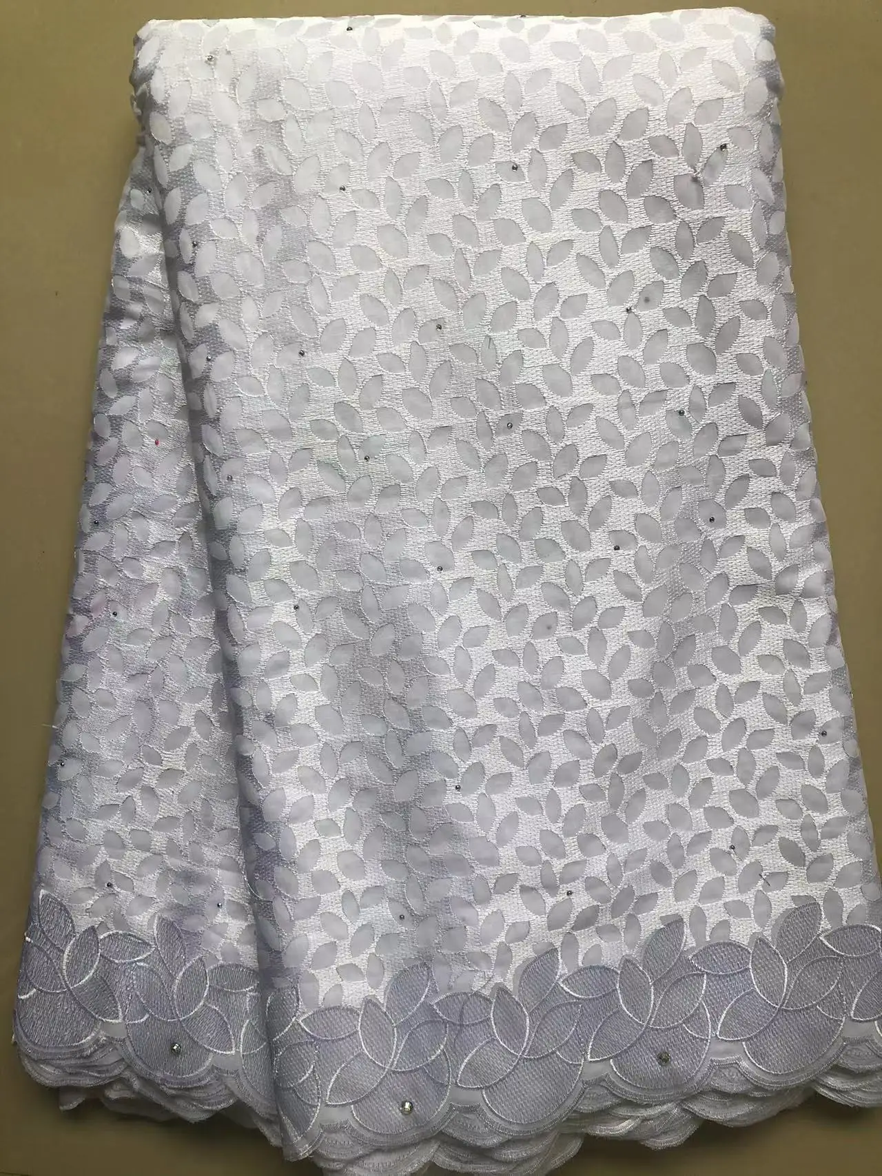 Dubai Swiss Voile African Cotton Lace Fabric 2024 High Quality Lace Nigeria Rhinestones Cotton Lace Fabric For Women Party Dress