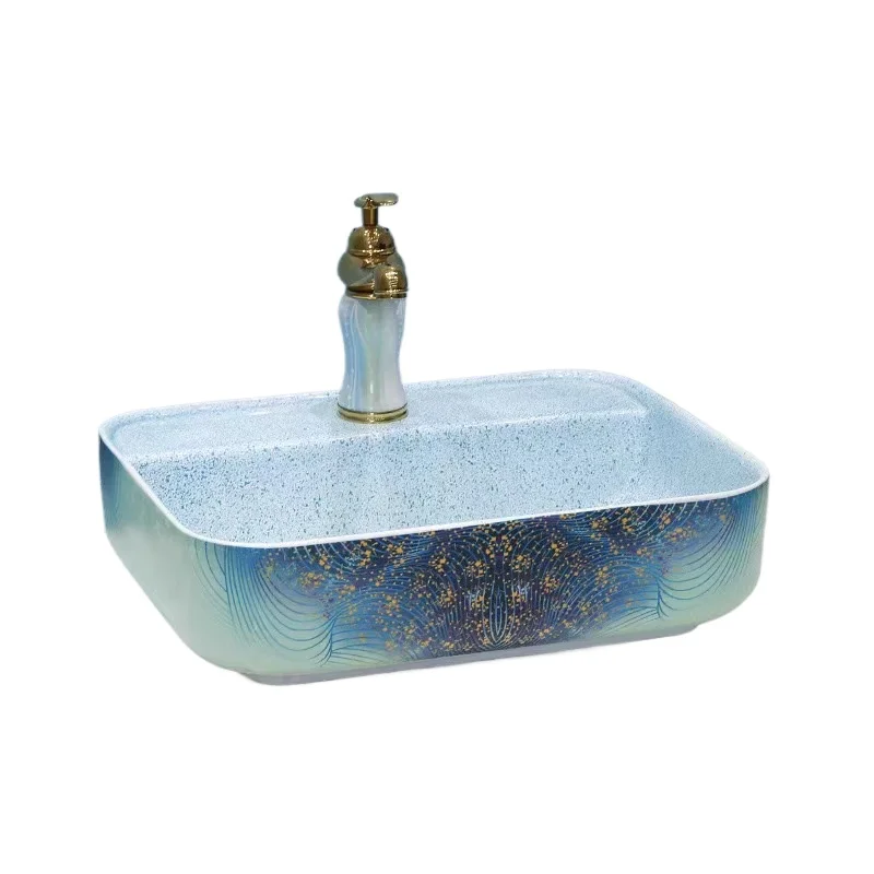 

Керамическая столешница, умывальник, балкон, ванная комната, цветная художественная квадратная раковина, бытовая