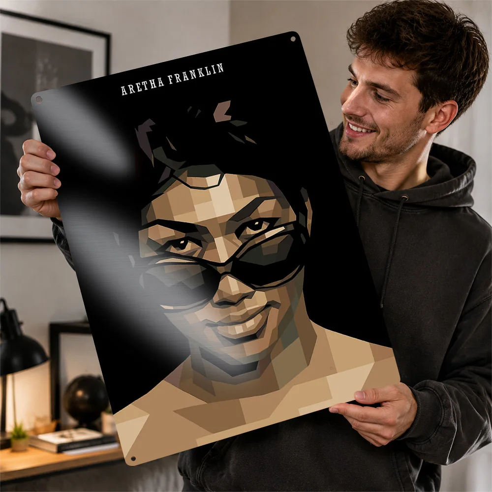 Aretha Franklin Portrait Textured Poster Personalized Metal Tin Sign Vocal Tribute Wall Art Enhances Music Rooms And Home Bars