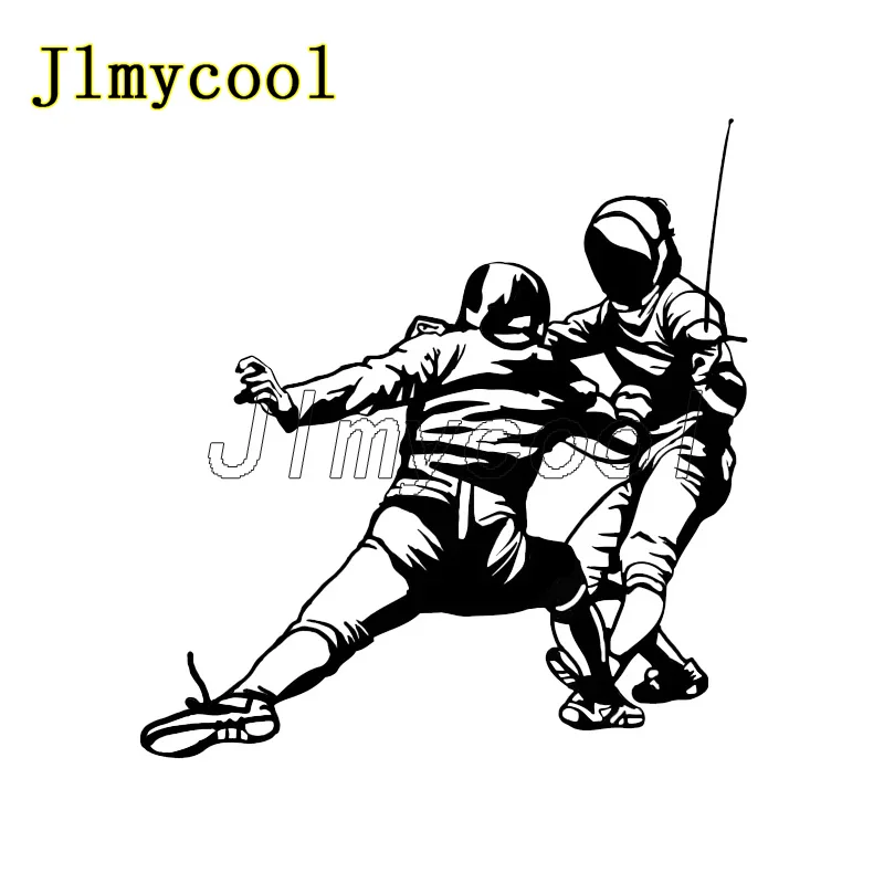 

14.2*15CM Sport Fencing Combat Car Sticker Silhouette Vinyl Black/Silver Decal Sticker