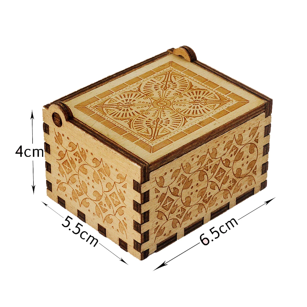 수동 크랭크 나무 빈티지 레이저 각인 작은 생일 발렌타인 테이블 장식 선물용 수면하는 사자 오르골