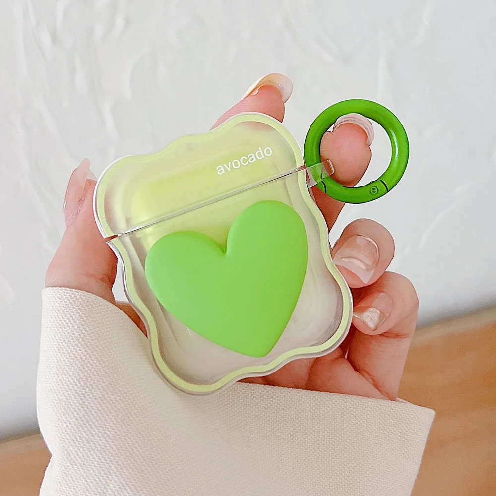 Gradient Hồng Trái Tim Tình Yêu Dành Cho Tai Nghe Apple Airpods Pro 2 3 AirPod Dễ Thương 3D Lượn Sóng Hoa Văn Thiết Kế Mềm Tai Nghe Chụp Tai Bảo Vệ bao Da Móc