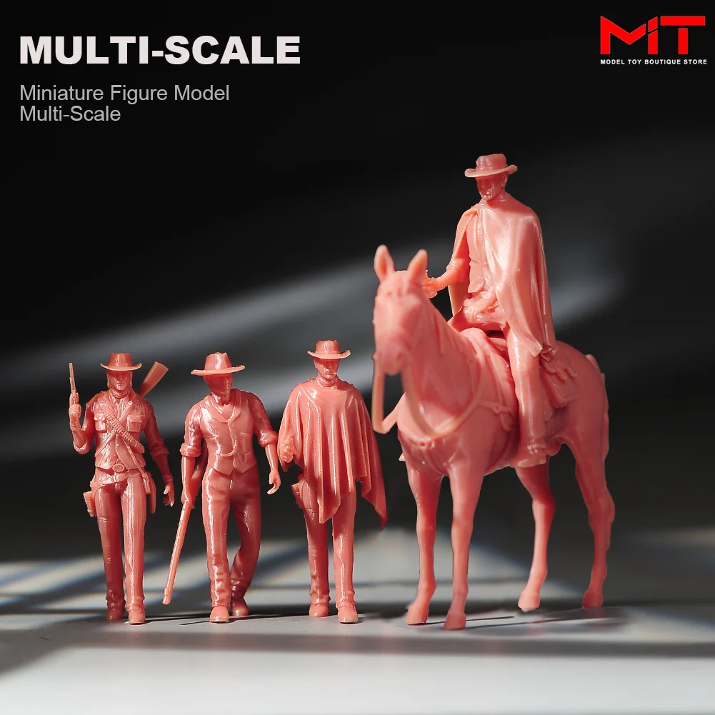 Figurines miniatures 1/87 1/64 1/43 1/24, personnages de Cowboy, scène masculine de cheval, Figurine peinte/non peinte, modèles de poupées, accessoires créatifs