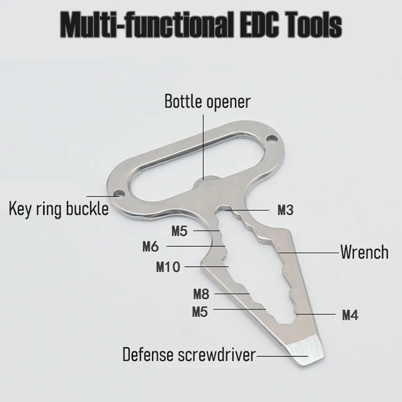 Multi-functional Keychain Hexagon Wrench Slotted Screwdriver Self-defense Tool Bottle Opener for Camping Outdoor EDC Hand Tools