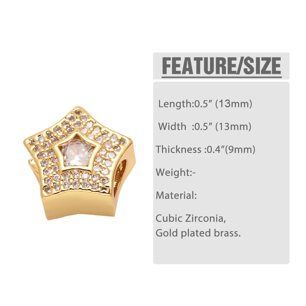 OCESRIO Green Crystal Rectangle Heart Charms for Bracelet Copper Gold Plated CZ Butterfly Star accesorios de joyería chma287