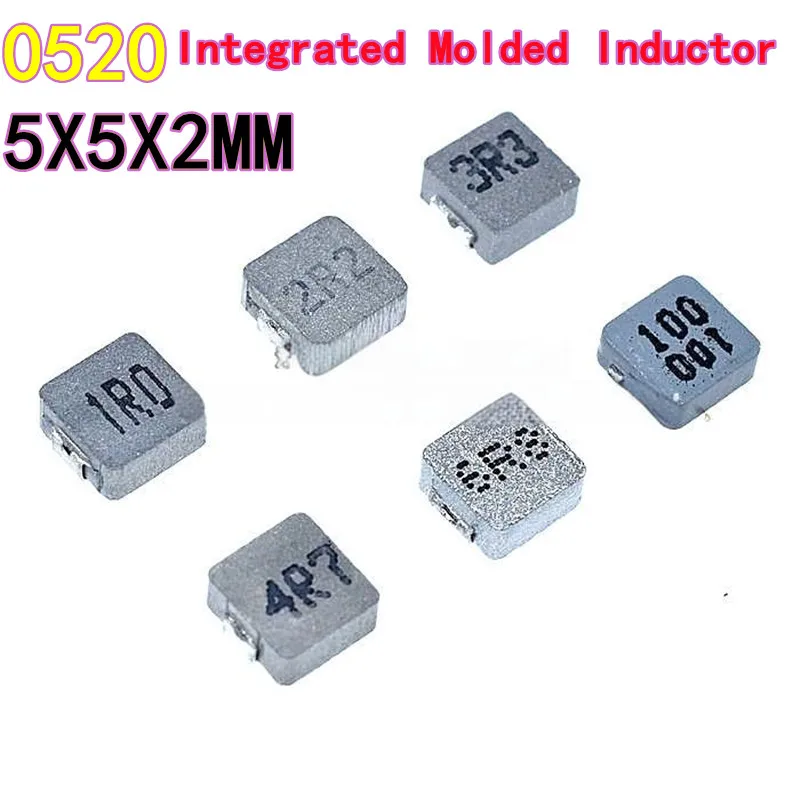 10PCS Integrated Molded Inductor Model 0520 5×5×2mm Inductance Values 1µH, 2.2µH, 3.3µH, 4.7µH, 10µH