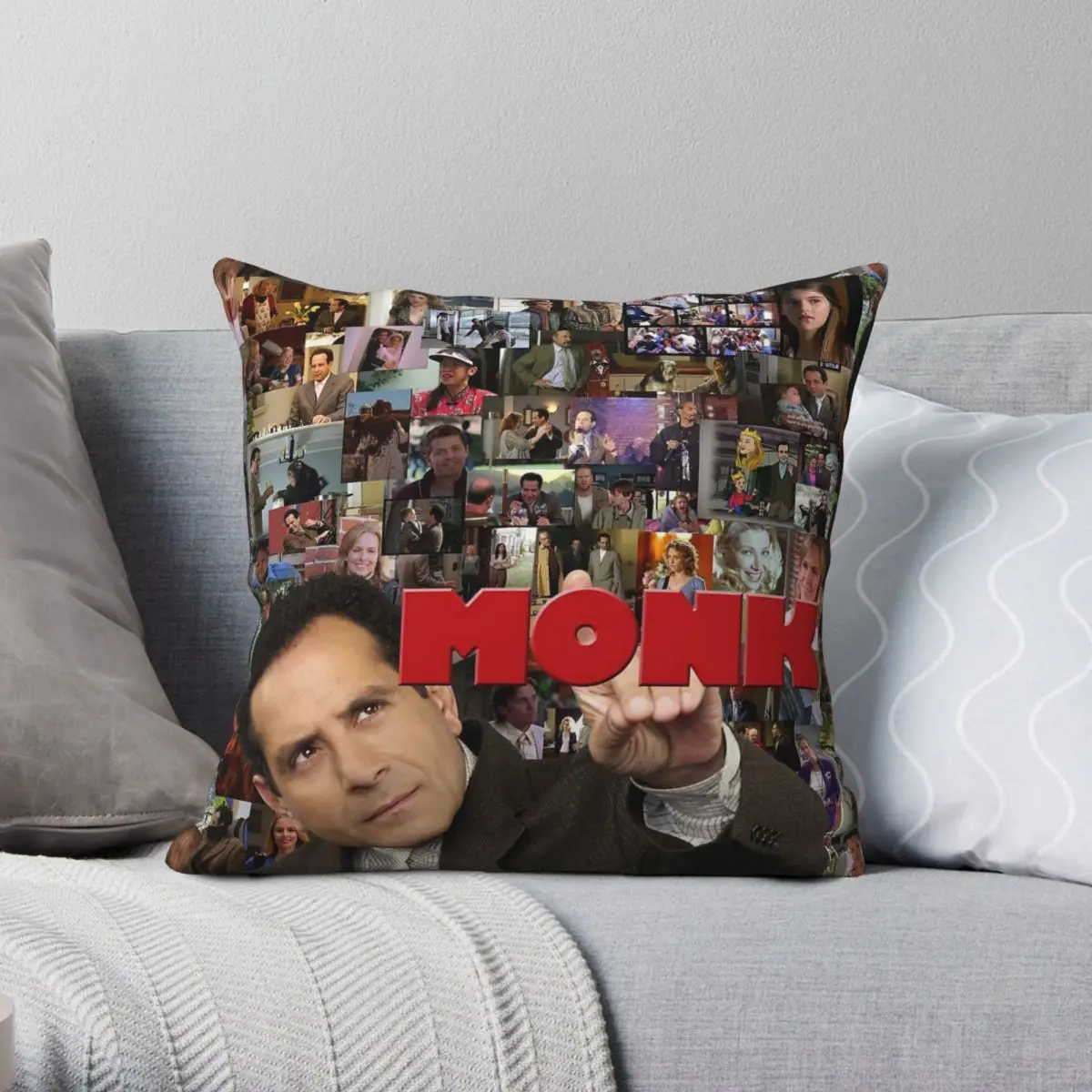 Adrian Monk Collage Square Pillowcase Polyester Linen Velvet Printed Zip Decor Pillow Case Bed Cushion Cover 18