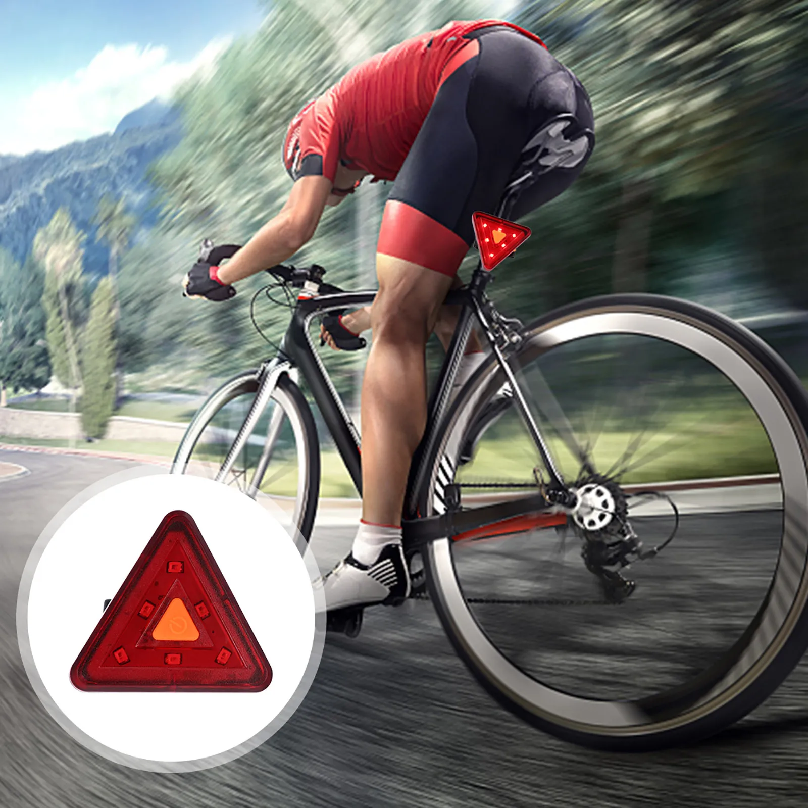 

Велосипедный задний фонарь LED с треугольным сигналом безопасности, USB-зарядка, прочный, ударопрочный, для дождливой и туманной погоды, велосипедные лампы