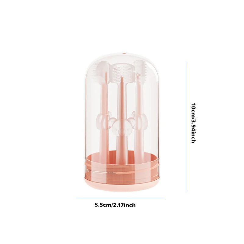 مجموعة فرشاة أسنان سيليكون للأطفال مكونة من 3 قطع مع كوب شطف، منظف للفم واللسان، محمول للعناية بالفم أثناء السفر