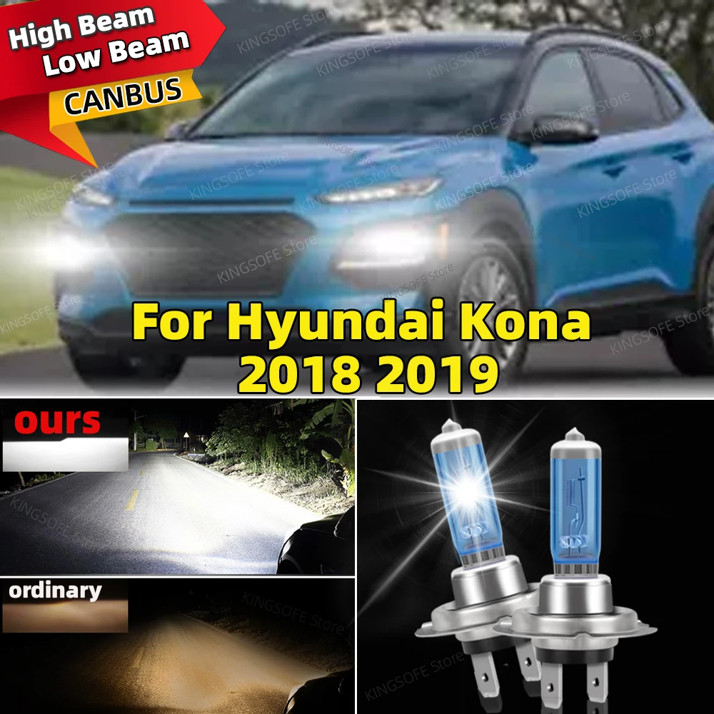 

2pcs H7 6000k Halogen Bulb Super Bright White 12V Car HeadLight 100w Canbus Halogen Lamp For Hyundai Kona 2018 2019