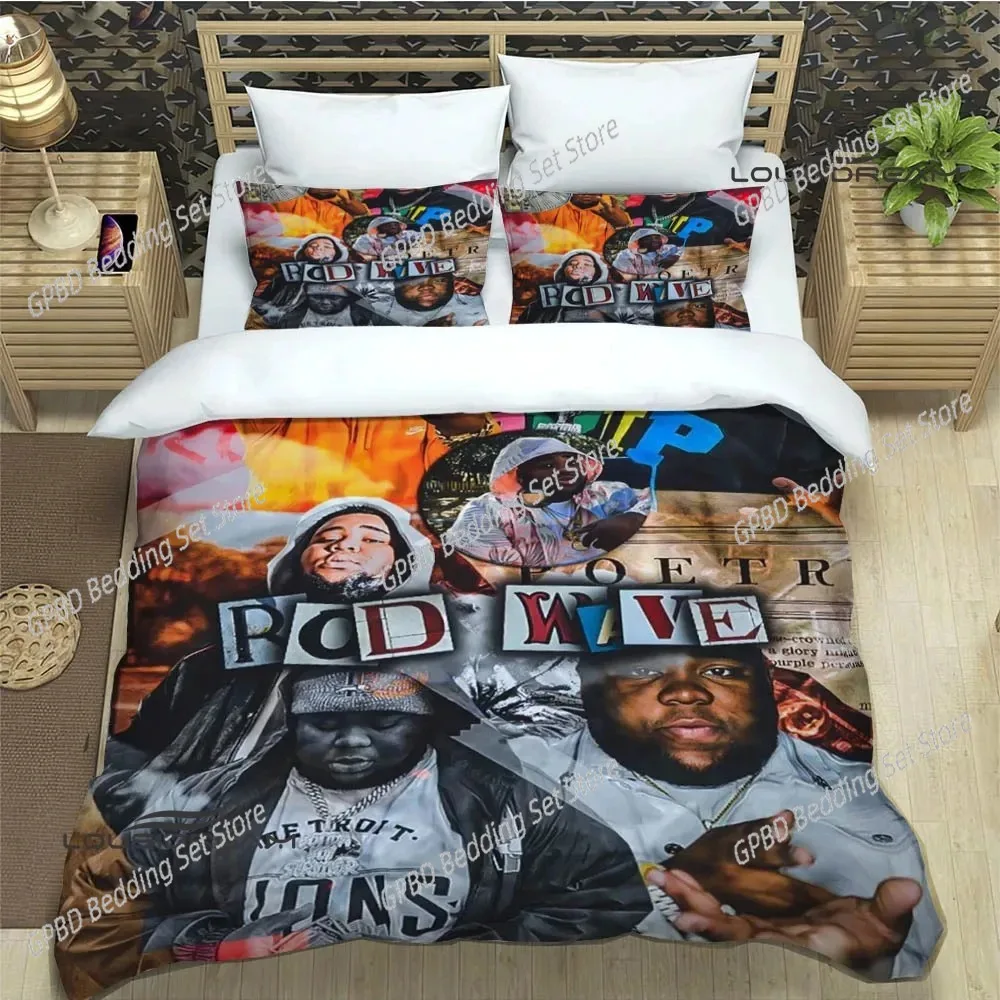 3D Print Rapper Rod Wave Bedding Set,Duvet Cover Comforter Bed Set Quilt Cover Pillowcase,King Queen Twin Size Boys Girls Adults