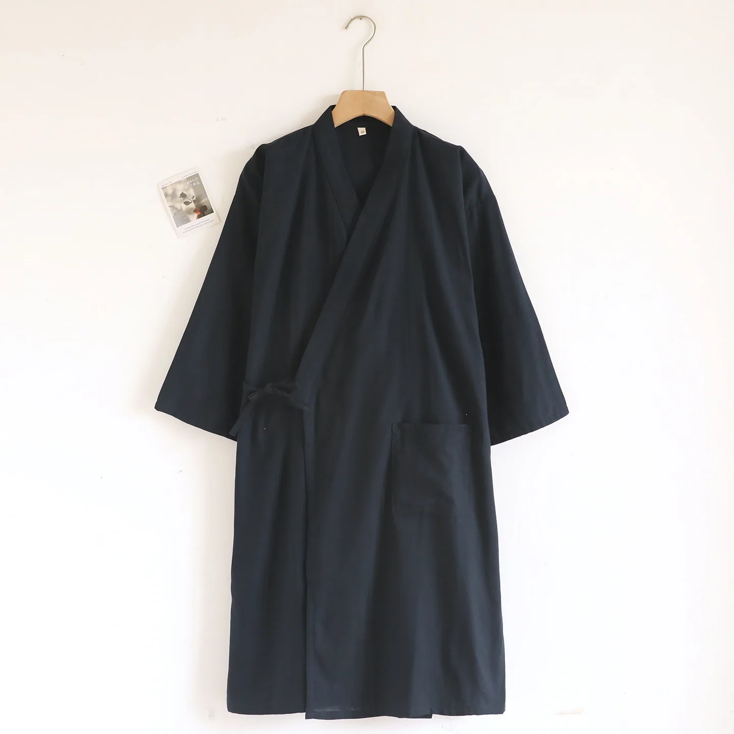 2026 New Spring and Autumn Couple Kimono Sleeping Robe 100% Cotton Gauze Men's and Women's Color Weaved Robe Kimono Bathrobe
