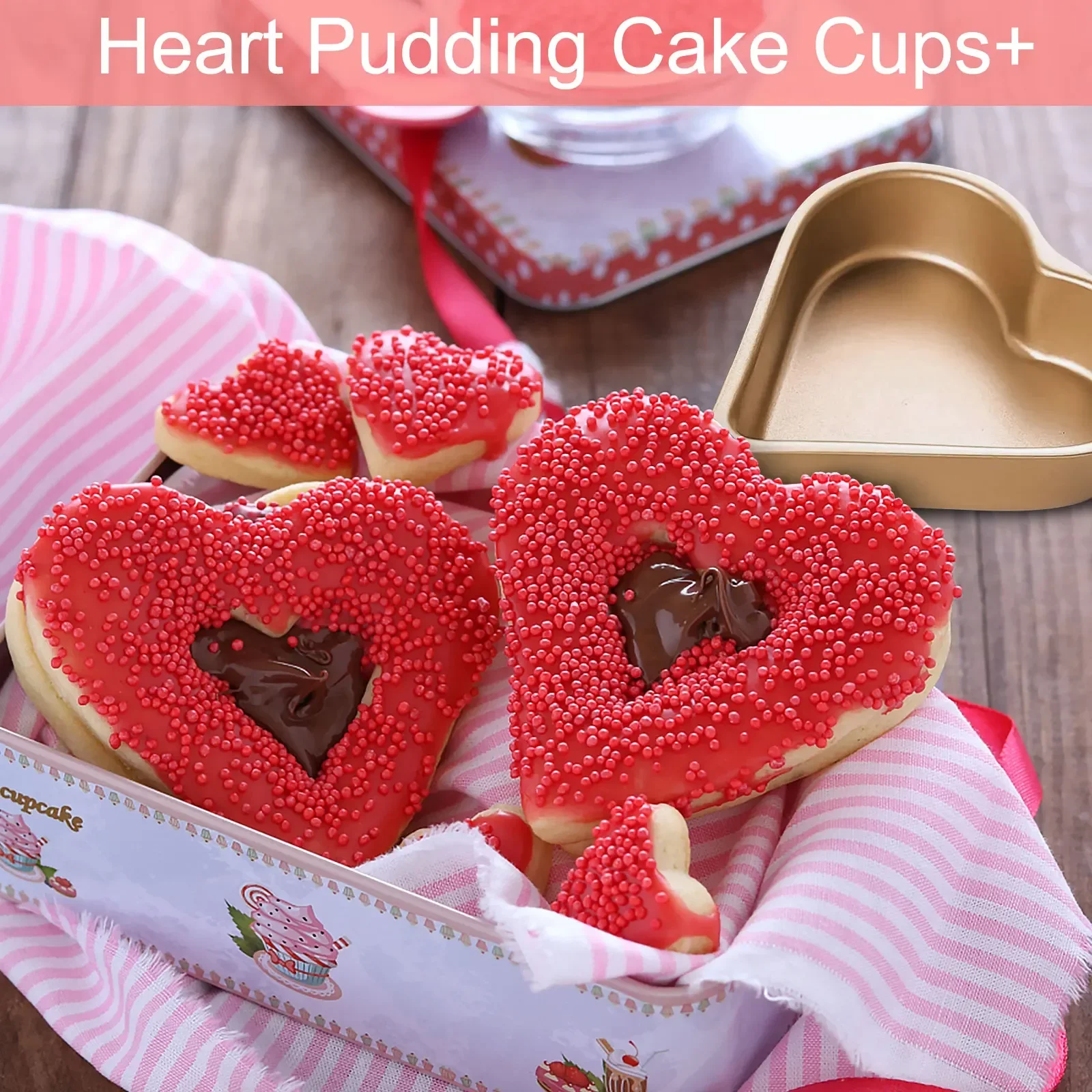 Mini Heart Shaped Cake Mold Nonstick Pudding Mousse Pastry Baking Pan Mould Reusable Chocolate Cake Cup Kitchen Bakeware