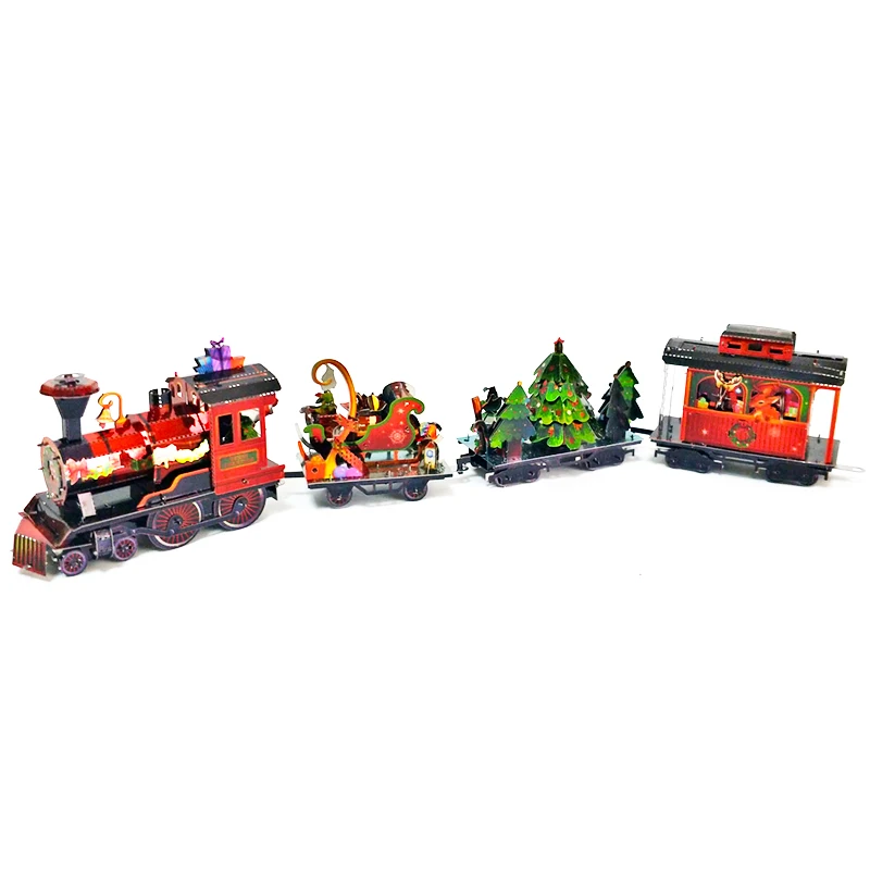 Steel models like 3D jigsaw Christmas train gifts DIY metal handcrafted model toy ornaments