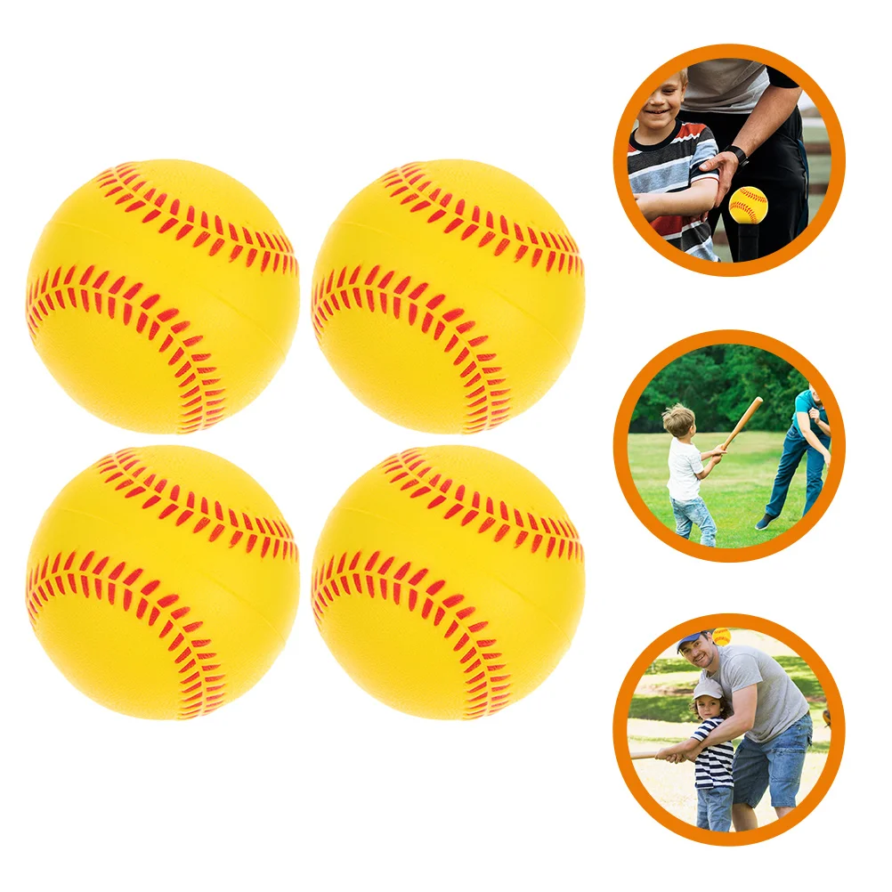 4 Pcs Sponge Kids Baseball PU Soft Softballs for Practice Sports Training Foams Baseballs Children