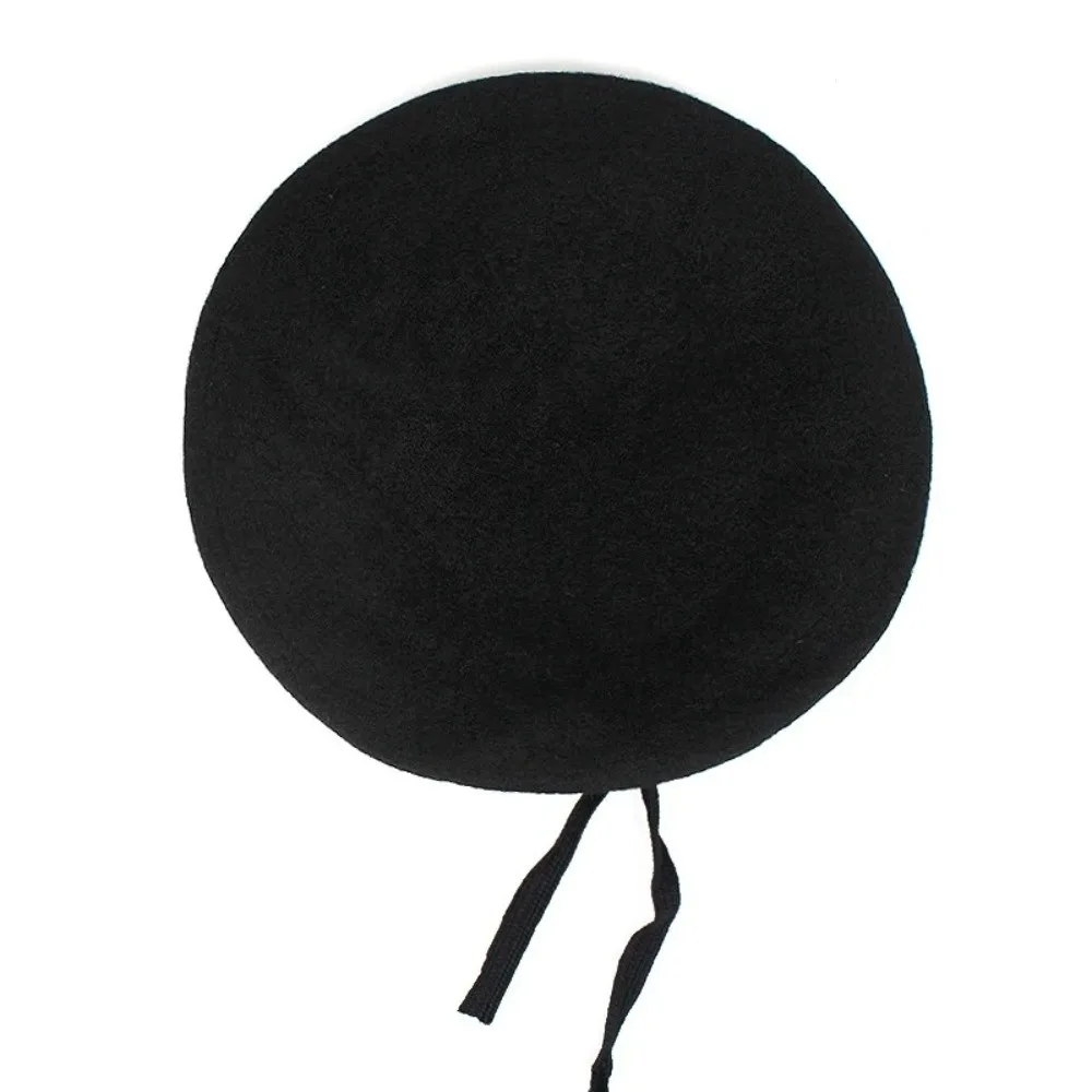 Unisex Solid Color Warm Beret Breathable Thermal Flat Caps Woolen Cloth Cozy Painter's Hat
