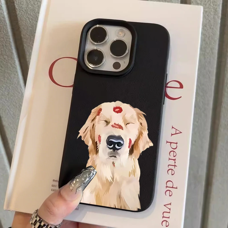 Cute Golden Retriever Red Lip Print Phone Case for Samsung Galaxy A16 A15 A36 A55 A56 A35 5G S25 S24 S23 Ultra S22 Plus FE Cover - view 5