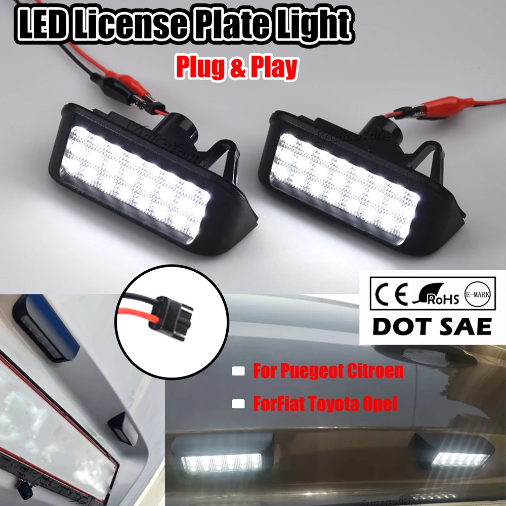 2pcs No Error LED License Number Plate Lights For Fiat Scudo Toyota Proace Verso Peugeot Ranch Rifter Traveller Partner Expert