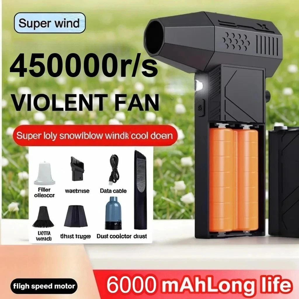 

450000RPM Violent Fan Brushless Motor with LED Light 6000mAh With Charging Display Air Blower Portable Vacuum Cleaner Car Dry