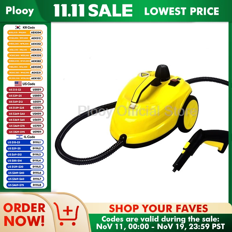 220V Steam Cleaner 2000W High Pressure and Temperature Handhled Portable Car Washer Machine for Home Kitchen Bathroom Cleaning