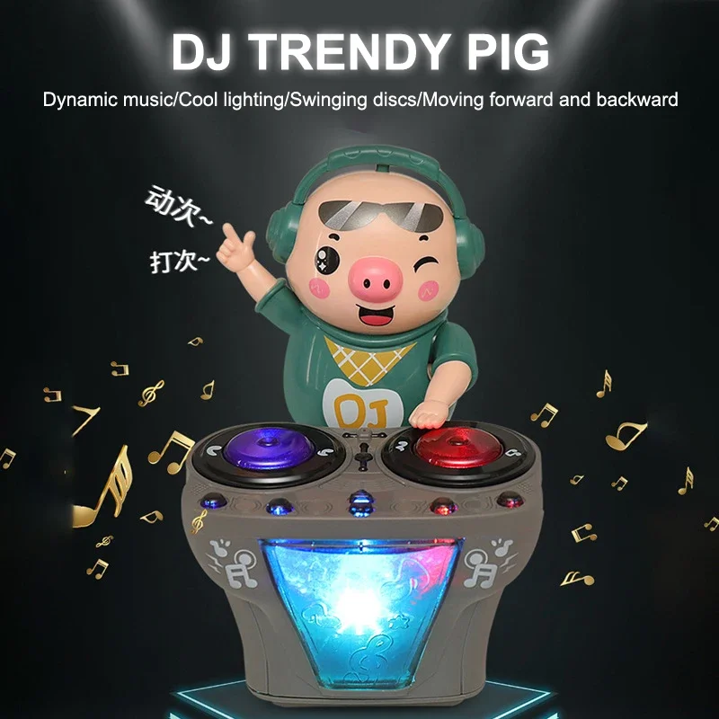 Elektronik DJ Rock Piggy Waddles Menari Mainan Musik Balita Mainan Musik Ringan Lucu Ayunan Menari Piggy Mainan untuk Hadiah Bayi Anak-anak