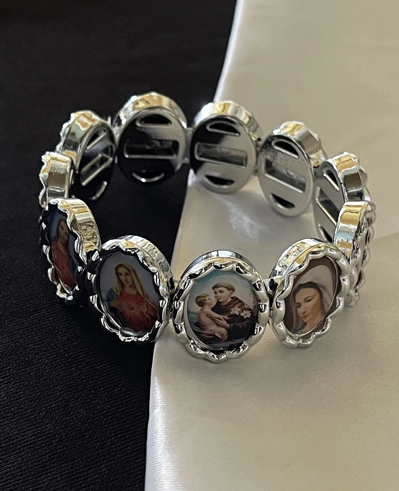 Metall ovale Perlen heilige Familie Jesus Jungfrau Mary Armreif Armband christliche Ikone Armband Paryer Segen Schmuck Geschenk