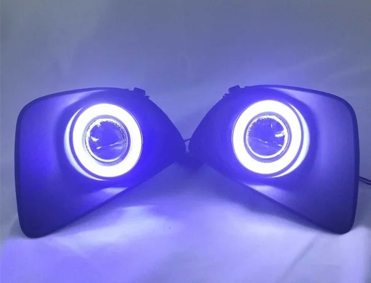 

Eosuns Cob Angel Eye светодиодные дневные ходовые огни Drl + противотуманная фара Halo + линза проектора для Mazda 2 Hatchback
