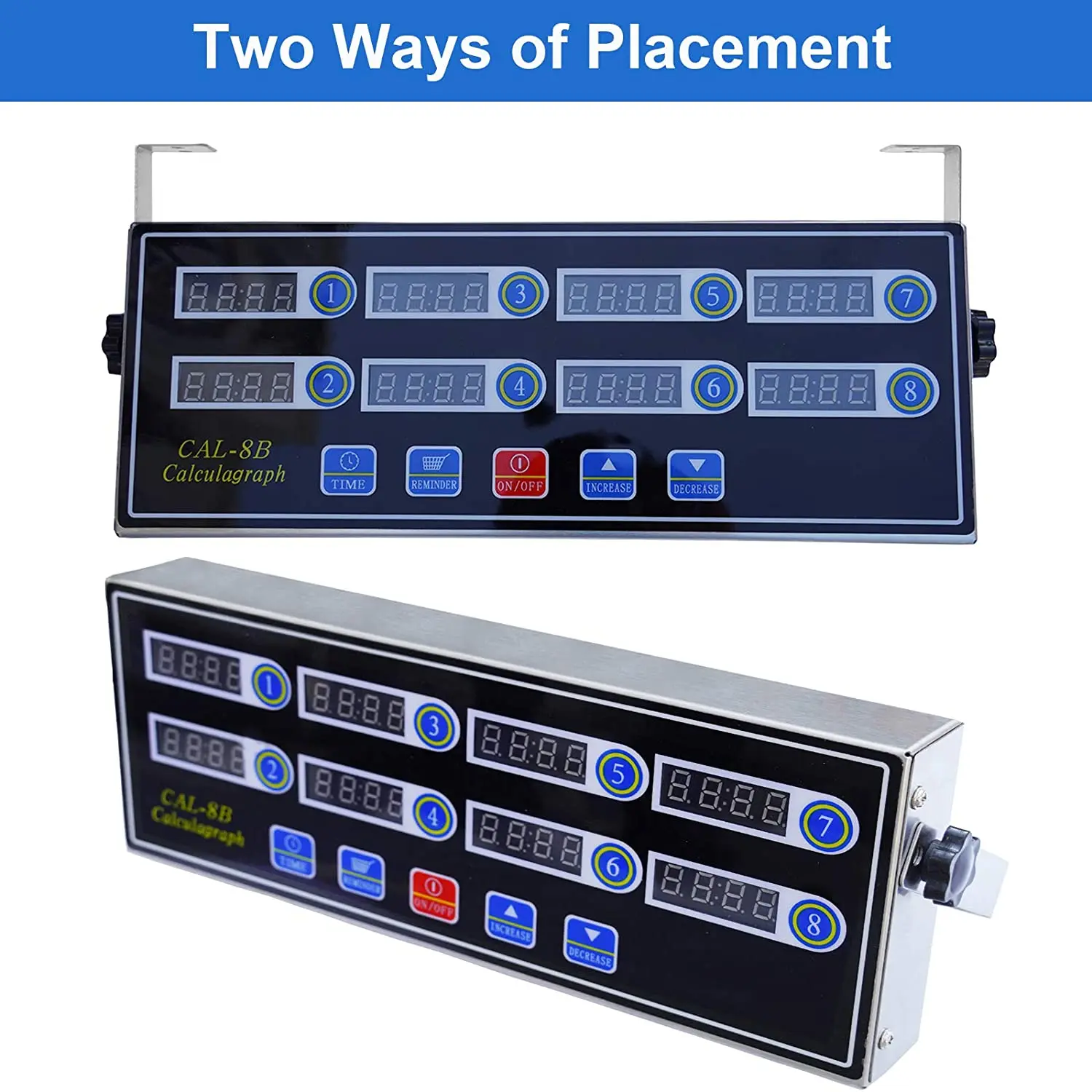 Temporizador de cozinha digital comercial de 8 canais, temporizador de cálculo de aço inoxidável com despertador, lembrete, plugue ue